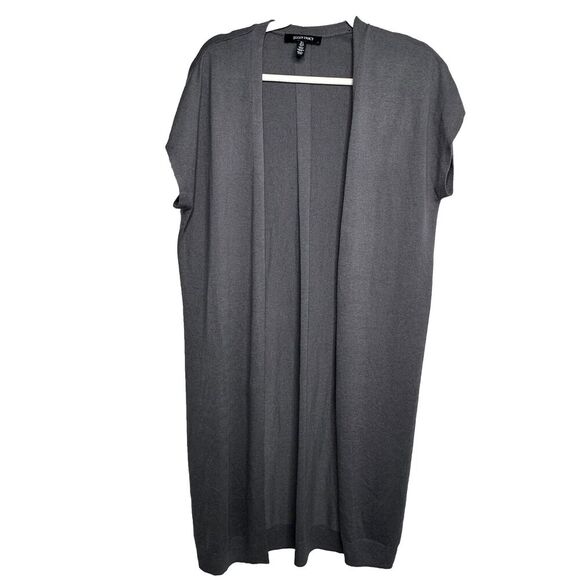 Ellen Tracy Womens Size Large Gray Short Sleeves Open Front Cardigan Sweater - Picture 1 of 7